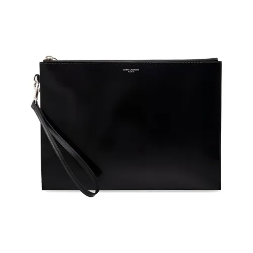 SAINT LAURENT Лакированная кожа Телячья кожа Клатч Мужской Черный