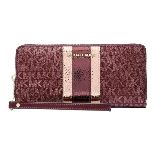 MICHAEL KORS Jet Set Travel Покрытый холст Кошелек Большой Женские Темно-красный