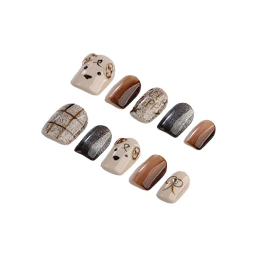 Song Biography Стиль Майярд Мальтезе 3D-эффект Ручной рисунок Кошачий глаз Фальшивая ногтевая постройка Короткий ЛАДЬЯ 15 мм