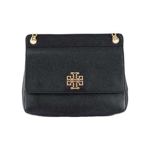 TORY BURCH Britten Зернистая текстура кожа Личи Коровья кожа Сумка через плечо Сумка на плечо Стандартная Женская Черный Черный Золотой