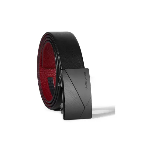 PIERRE CARDIN Ремень из крупнозернистой текстуры коровьей кожи Мужской Черный Красный 3,5 см