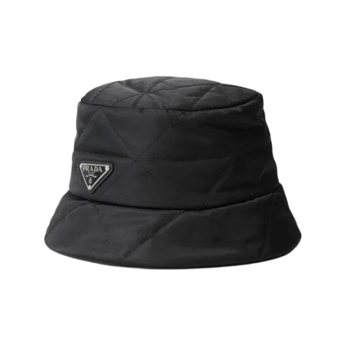 PRADA Переработанный нейлон Cotton Bucket Hats Мужской Черный