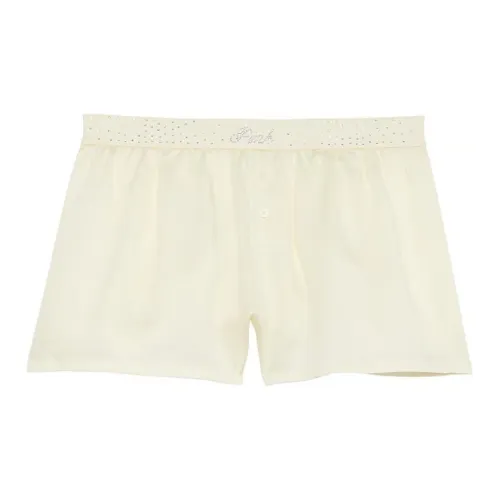 Victoria's Secret Розовый Шелковистый Сон Boxy Пижамные Штаны Шорты Creamer Bling Пижамные Штаны Женские Желтые