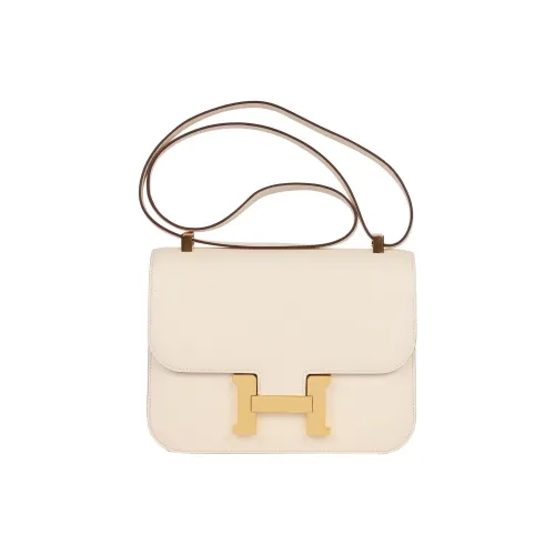 HERMES Constance Эпсомская кожа Сумка через плечо Мини Женская I2 Nata Кремово-белый