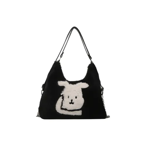 Meow In The Grass Искусственный мех Рюкзак Сумка через плечо Женская Черная