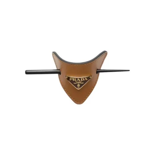 PRADA Кожа Эмаль Оргстекло Заколки для волос Женские Карамель