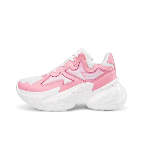 Kinglake Амортизаторы Shock Slip-resistant Abrasion-resistant Низкий топ Толстая подошва Кроссовки Женские Розовые Белые