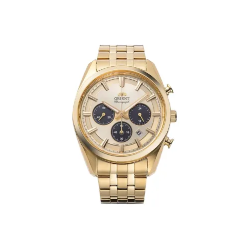 ORIENT Солнечный кварцевый механизм нержавеющая сталь ремешок мужские часы золотой циферблат
