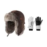 Коричневые шапки и кепки + белые перчатки