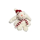 Шарф красно-белого цвета, подвеска в виде кролика с румяными щеками и опущенным ухом (17 см)