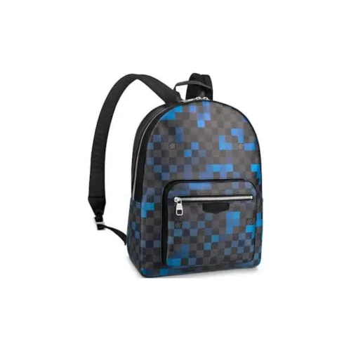 LOUIS VUITTON Покрытый холст Рюкзак Мужской Графитовый Пиксель Синий