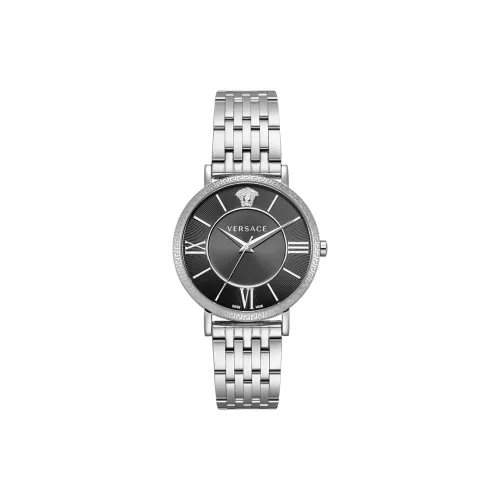 VERSACE Кварцевые часы механизм ремешок из нержавеющей стали 45 мм черный циферблат унисекс