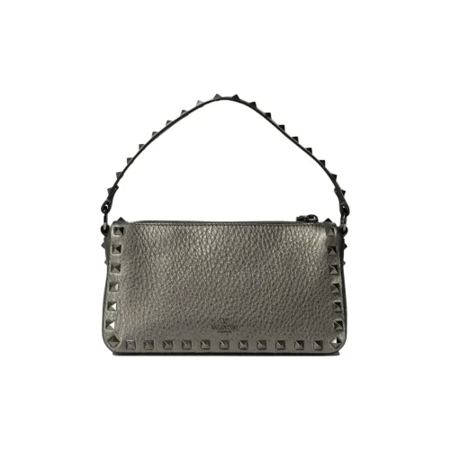 Valentino GARAVANIRockstud Телячья кожа Сумка через плечо Сумка Маленькая Женская Серебряная Серый