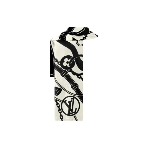 LOUIS VUITTON Овечья шерсть Палантины Женские Черный Белый