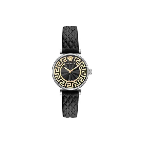 VERSACE Женские часы Кварцевый механизм Коровья кожа Ремешок 35 Черный циферблат Коробка Лимитированная серия