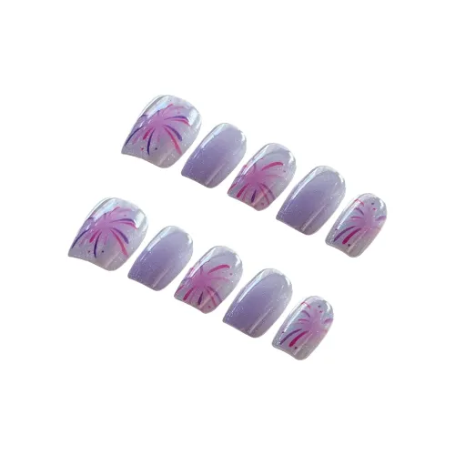 Yun Yue Joe Фиолетовый Фейерверк Осветляющий Разрисованный Стиль Instagram Мечтательный False Nail Короткий LADDER 15 мм