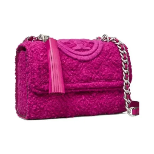 Tory Burch Fleming Кожаная отделка Сумка через плечо Маленькая Женская Темно-розовая