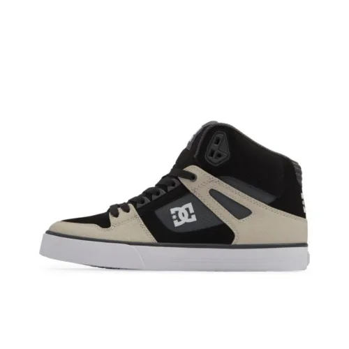 DC Shoes Pure SE Slip-resistant Abrasion-resistant High Top Skateboarding Shoes Men's Beige Black DC Shoes Pure SE Противоскользящие Износостойкие Высокие Кроссовки для Скейтбординга Мужские Бежево-Черные