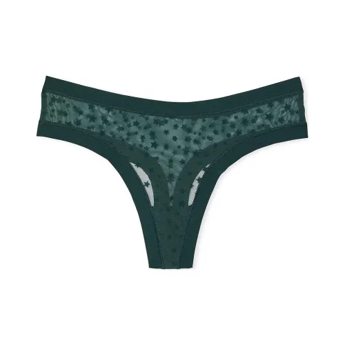 Victoria's Secret Розовый No Show Стринг Panty Deep Forest Нижнее белье Женские 1 шт Зеленый