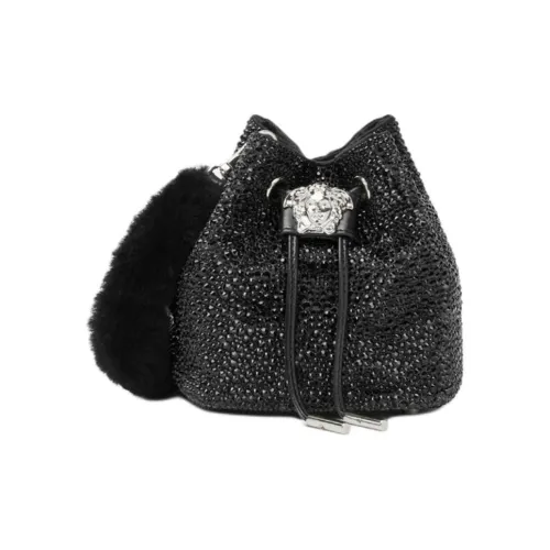 VERSACE La Medusa Вискоза Ведрообразная Сумка Сумка через плечо Мини Сумка Женская Черная