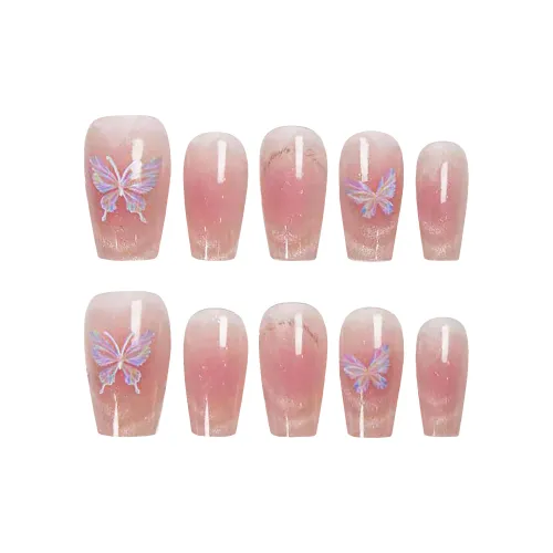 Song Biography Ручная работа Бабочка Осветляющий Улыбка Кошачий глаз Девичий Мягкий False Nail Средний LADDER 25 мм