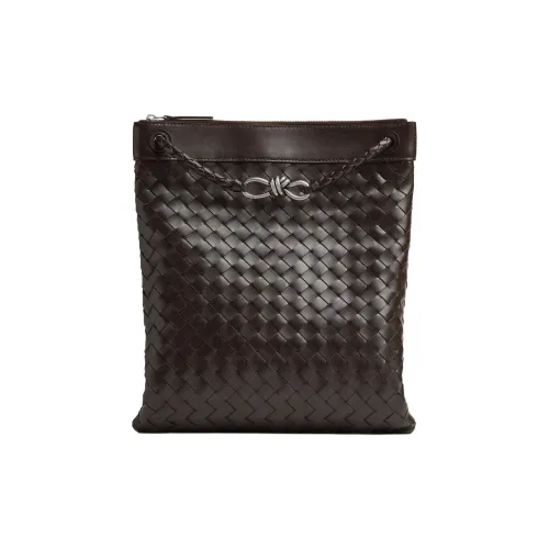 Bottega Veneta Коровья кожа Портативный Почтальон Сумка на плечо Мужская Темно-коричневая