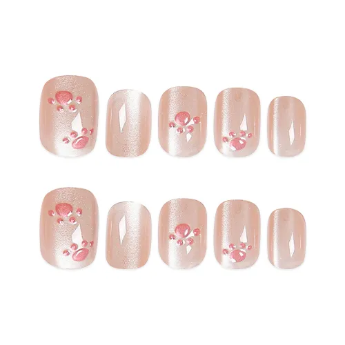 Song Biography Кошачий глаз 3D-эффект Кошачья лапа False Nail Короткий 15 мм