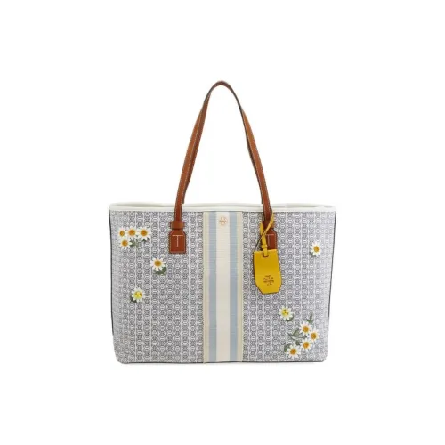TORY BURCH Gemini Link Покрытый холст Сумка на плечо Тоут Сумка Сумка для покупок Сумка Большая Женская Серый Белый