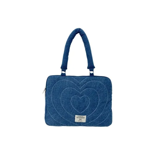 ALOENEY Джинсовый хлопок Ткань Ноутбук Сумка Унисекс Синий Сердце Синий Бант