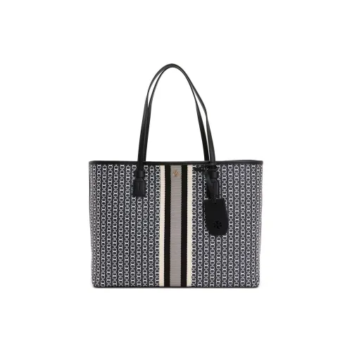 TORY BURCH Gemini Link Покрытый холст Тоут Сумка Сумка для покупок Сумка Сумка через плечо Женская Черная