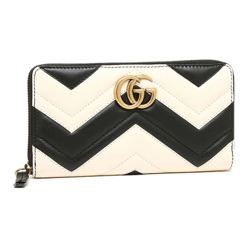 GUCCI GG Marmont Кожа Кошелек Женские Черный Белый
