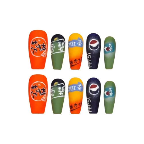 Yun Yue Joe Индивидуальный Причудливый Fanta Sprite Матовый Нанесение Гравировки Кола Seven Вверх False Nail Средний LADDER 25мм