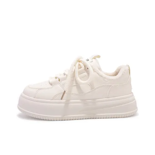 Miss Zhang Slip-resistant Abrasion-resistant Low-top Skateboard Shoes Women's Beige Мисс Чжан противоскользящие абразионные низкие топ скейтборд обувь женские бежевый