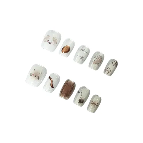 Song Biography Кошка Wa Собака Журнал 3D-эффект Ручная работа False Nail Короткий Стул 15 мм