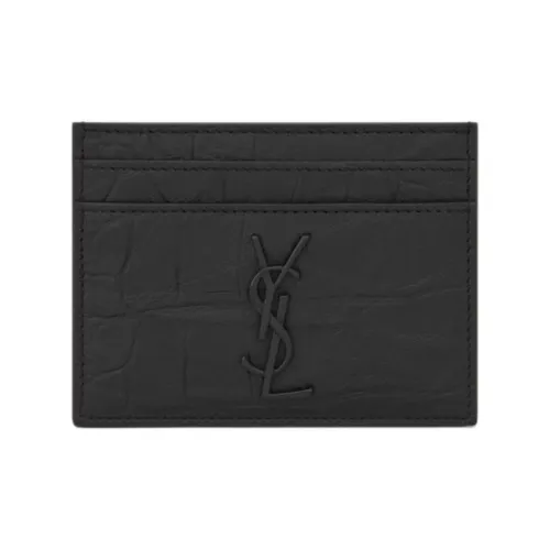 SAINT LAURENT MONOGRAM LEATHER Овчина Картхолдер Мелочь Кошелек Мужской Черный