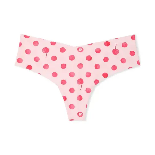Victoria's Secret Розовый No Show Стринг Panty Розовый Точка Вишня Принт Нижнее белье Женские 1 шт Розовый