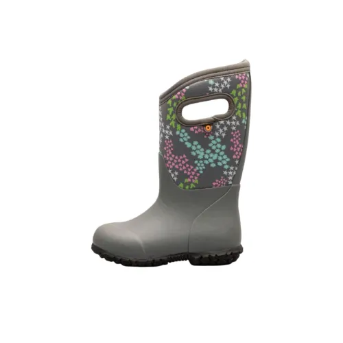 BOGS Slip-Resistant Водонепроницаемый Высокий Топ Детские Резиновые Сапоги Серый Детский