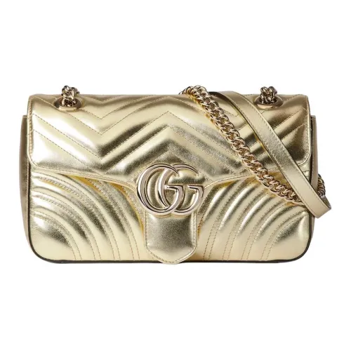 GUCCI GG Marmont Кожа Сумка через плечо Маленькая Сумка на плечо Женская Белая Золотая