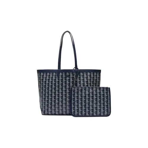 LACOSTE Покрытый холст Тоут Сумка Сумка для покупок Сумка Сумка через плечо Женская Синяя