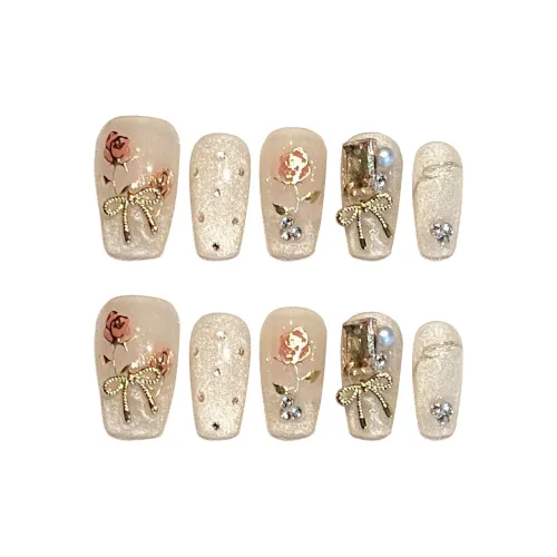 Yun Yue Joe HAND DRAWN Смешанный Розовый Кошачий глаз Шампанское золото Стразы Украшенный Роскошь Фальшивая Погоня Короткий ЛАДЬЕР 20 мм