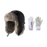 Черные шапки и кепки + фиолетовые перчатки