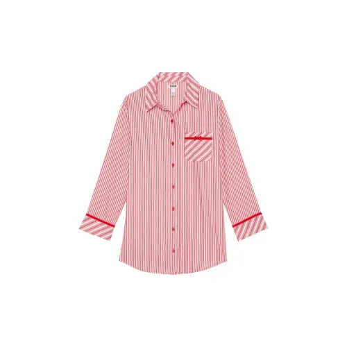 Victoria's Secret Розовый Festive Flanne Elvet Комбинированный Слипшот BVS Пижамный Топ Женские Вермильон Полосы