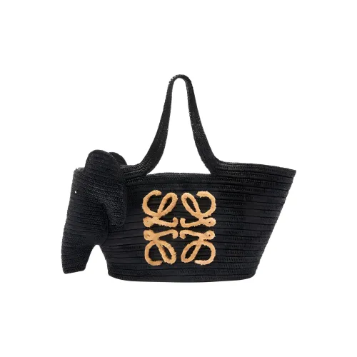 LOEWE Basket Рафия Волокно Коровья кожа Корзина Сумка Корзина Сумка Унисекс Черный
