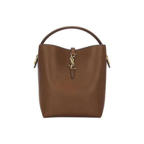 SAINT LAURENT Кожа Ведрообразная Сумка Сумка через плечо Сумка для женщин Цвет древесный коричневый