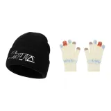 Чёрная шляпа + Бежевые перчатки