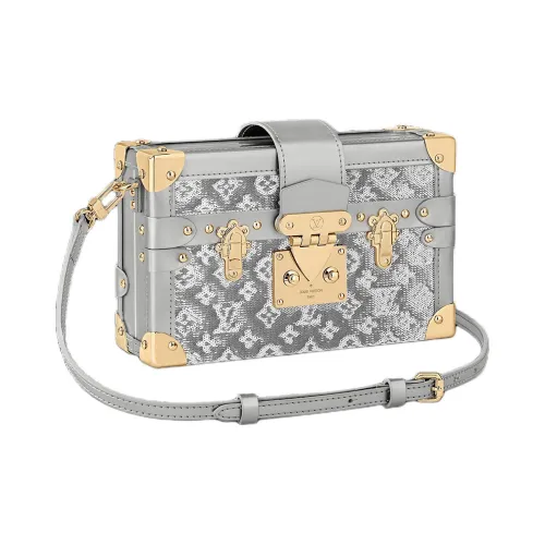LOUIS VUITTON PETITE MALLE Телячья кожа Комбинированный Твердый BOX CROSSBODY Сумка Сумка на плечо Женская Серебряная
