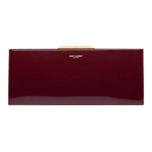 SAINT LAURENT Телячья кожа Сумка Клатч Маленькая Женская Темно-красное Вино