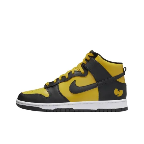 Nike Dunk High Slip Resistant Abrasion Resistant High Top Скейтборд Кроссовки Unisex Черный Золото