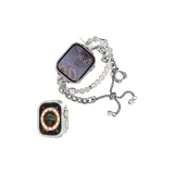 Сердце-образный кристалл, жемчужная цепь, серебряная + ромбовидная оболочка