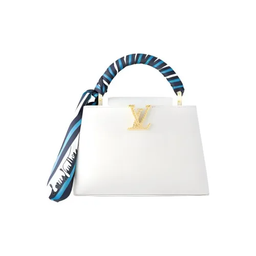 LOUIS VUITTON Capucines Кожа Капусин Через плечо Сумка-тоут Одно плечо Маленький Женский Синий и Белый